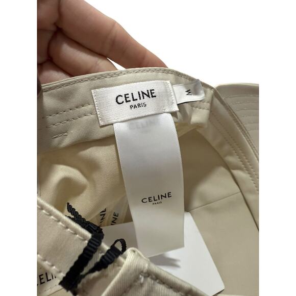 Celine Triomphe Baseball Hat Cap Womens Logo Medium M 56-60 Vanilla - Picture 9 of 9